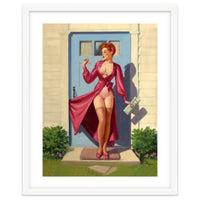 Pinup Girl With Accident At Her Door