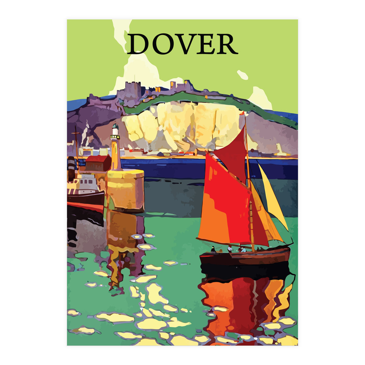 Dover, Sailing boat Near the Coast (Print Only)