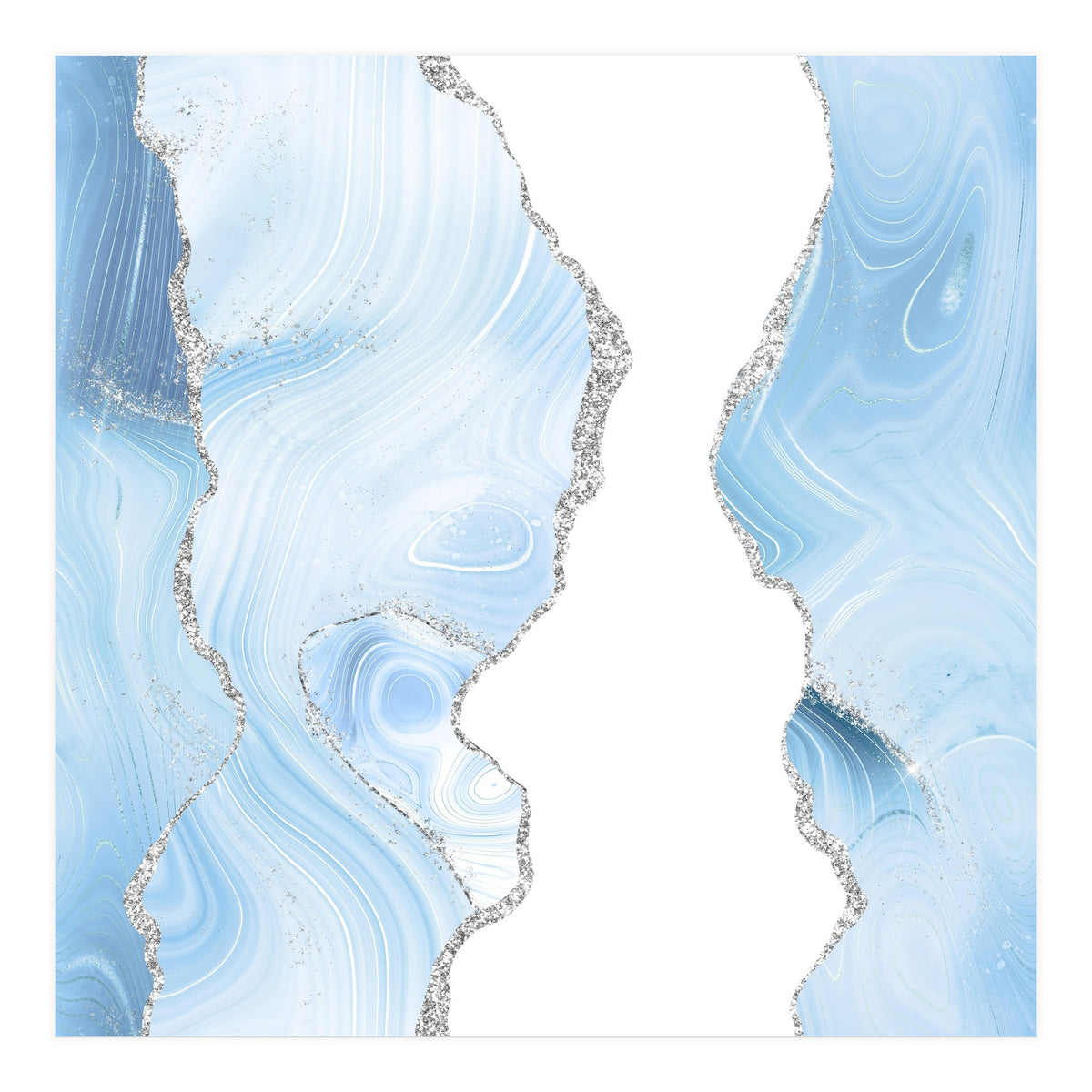 Blue & Silver Agate Glitter Texture 06 (Print Only)