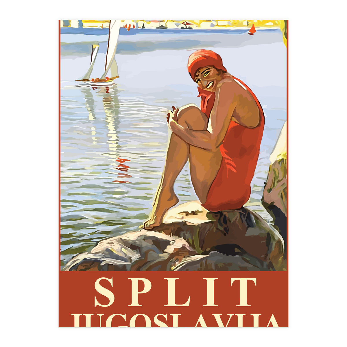 Split, Swimmer on a Rocky Coast (Print Only)
