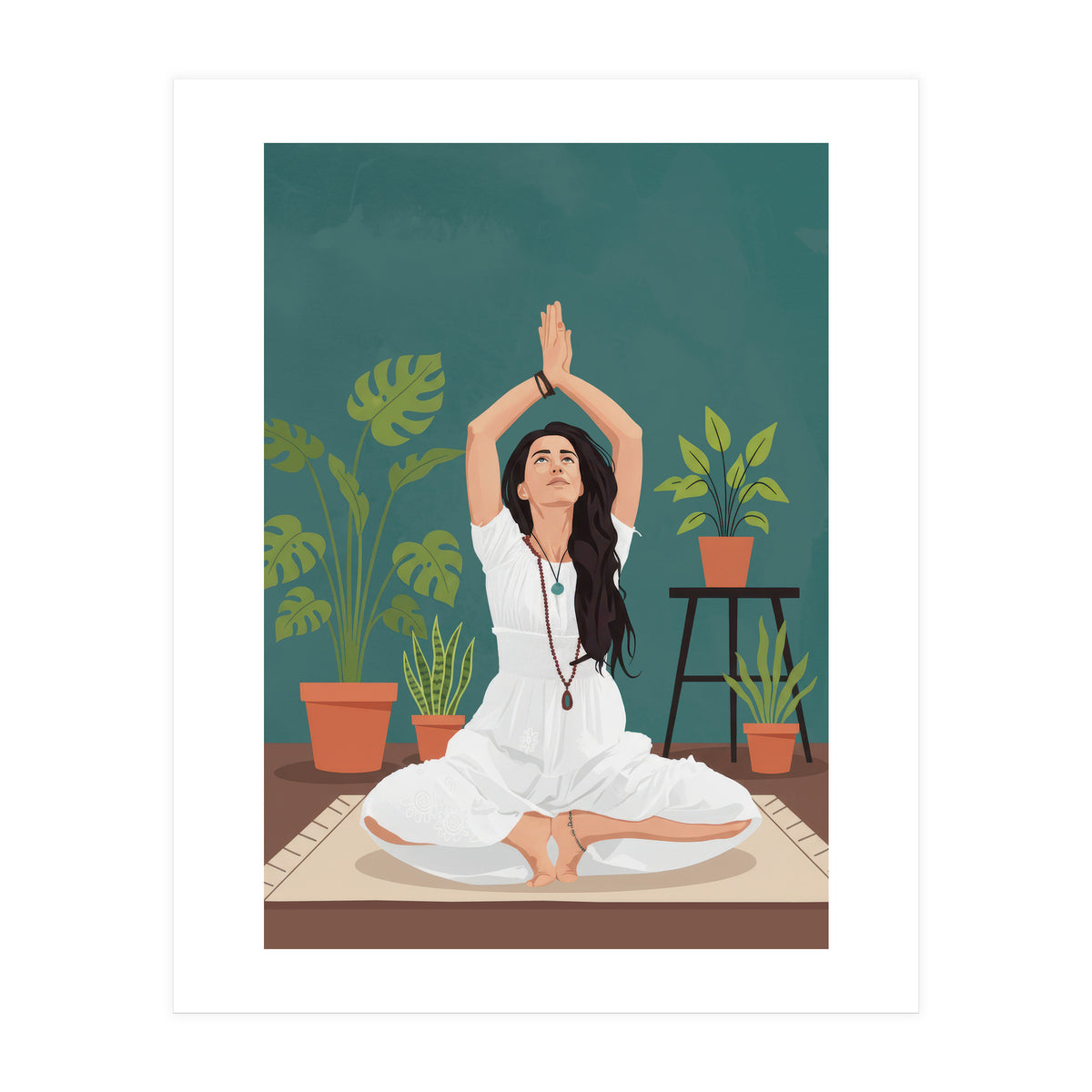 Serene Yoga Pose FitnessIllustration (Print Only)