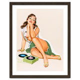 Sexy Pinup Woman Posing With Record Player thumbnail