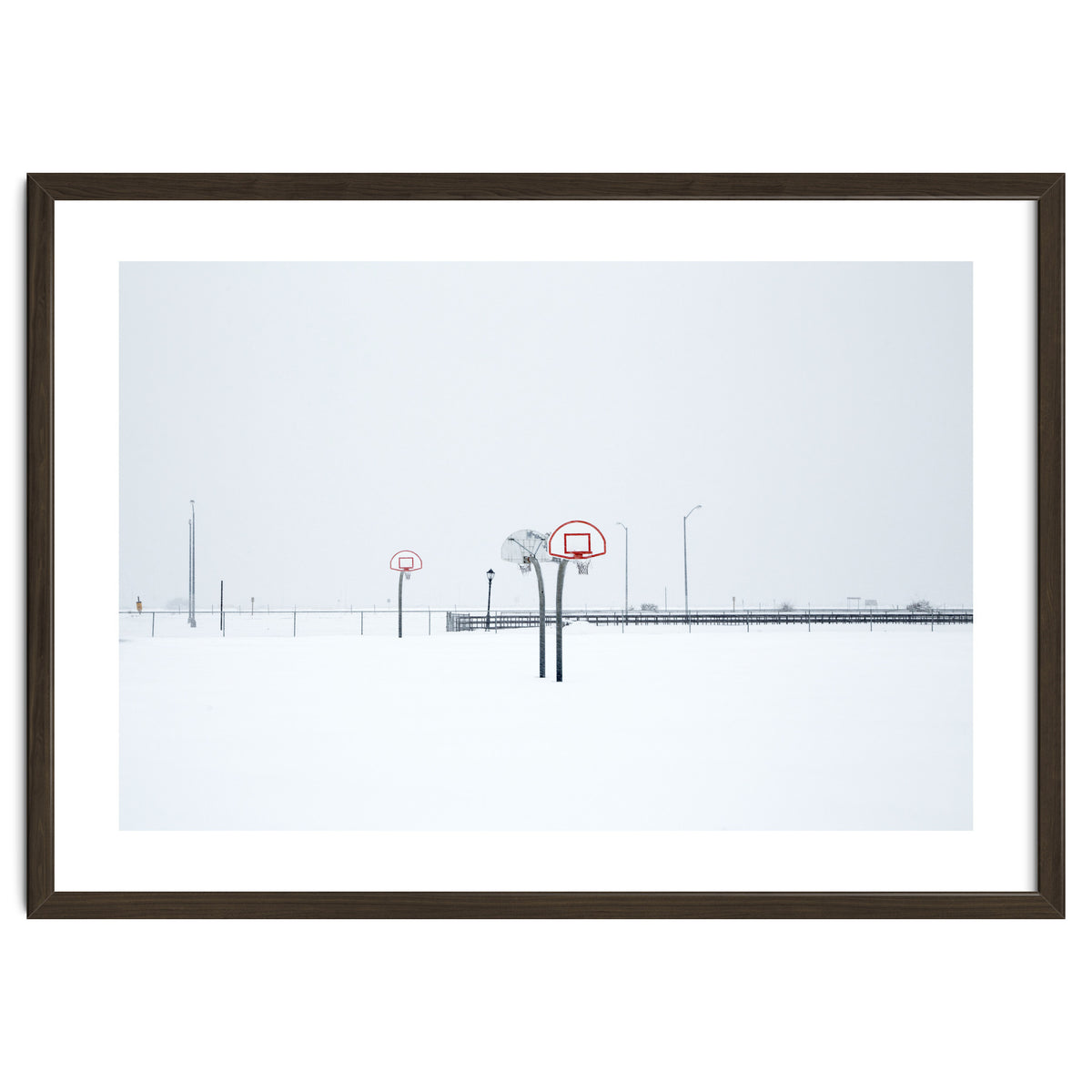 Snow-covered Basketball court