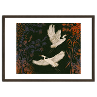 White Herons Flying Asian Art