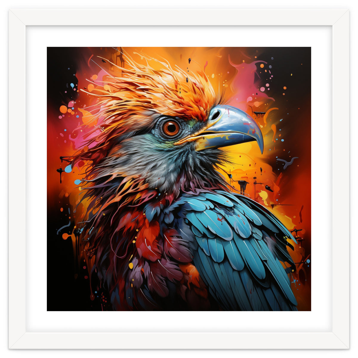 Vibrant Eagle Portrait Abstract Colorful Splatter Art