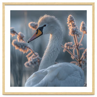 Swan Portrait Dew Drops Morning Light
