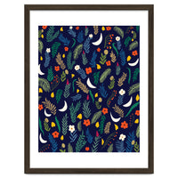 Moon Garden, Vintage Botanical Nature Plants, Bohemian Forest Jungle Pattern, Colorful Eclectic Tropical