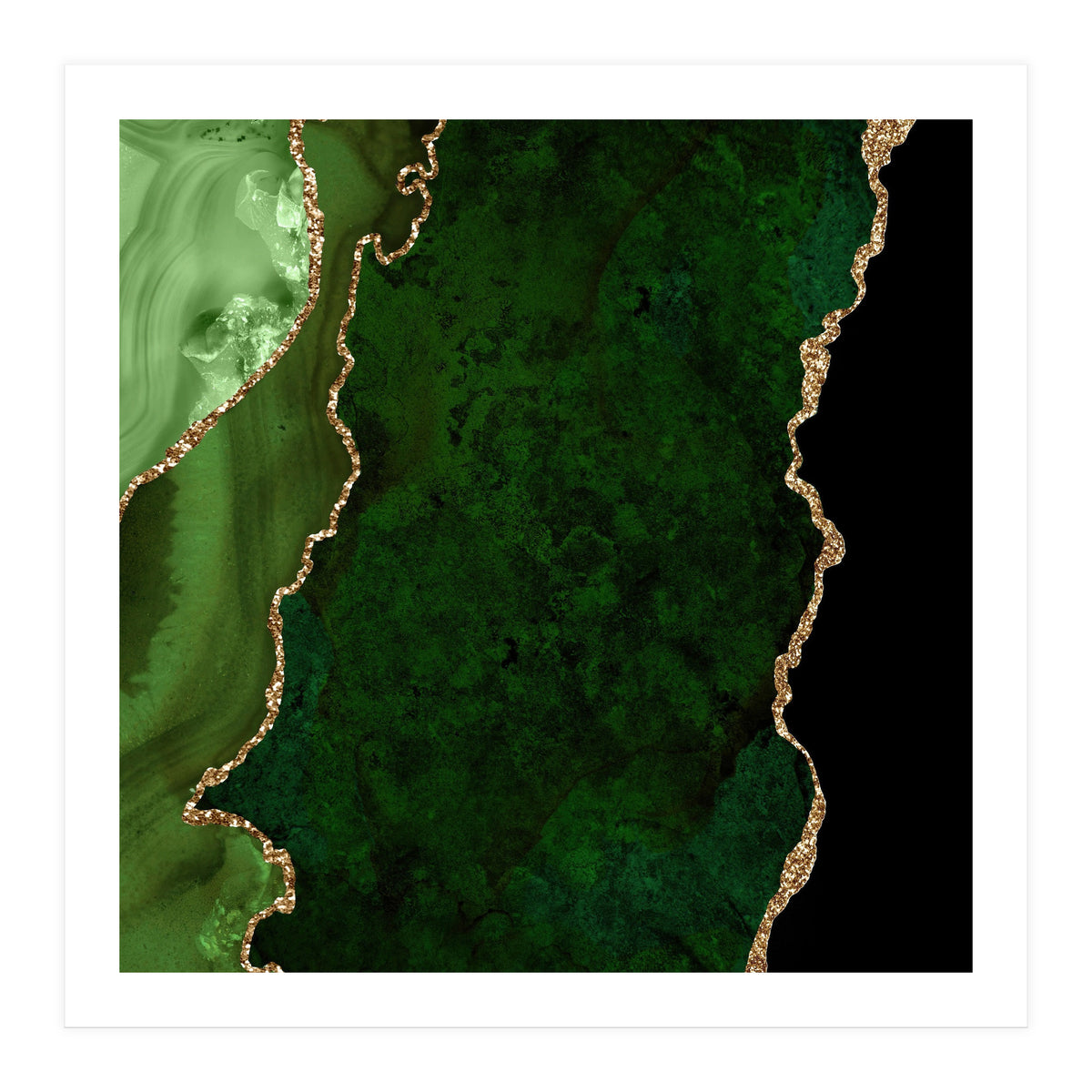 Green & Gold Agate Texture 15  (Print Only)