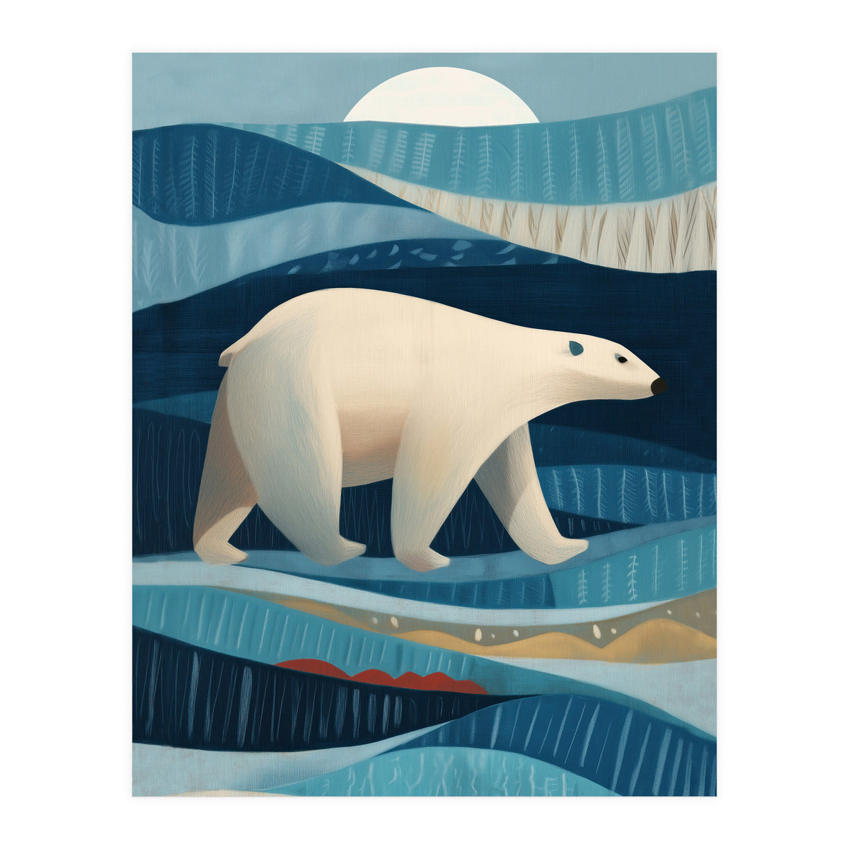Polar Bear In The Blue Arctic (Print Only)