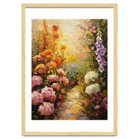 Golden Hour Summer Garden Path Oil Painting