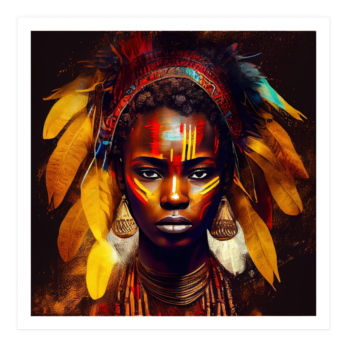 Powerful African Warrior Woman #2 (Print Only)
