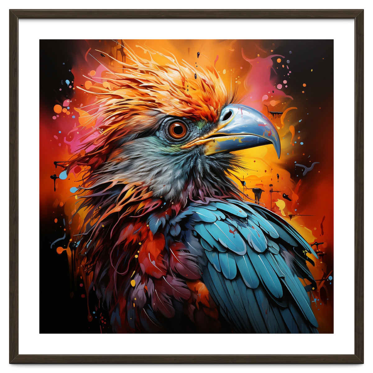 Vibrant Eagle Portrait Abstract Colorful Splatter Art