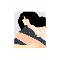 Not Today, Sleepy Lazy Woman In Bed, Quirky Eclectic Blanket Cozy Sleep In Illustration (Print Only)