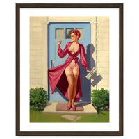 Pinup Girl With Accident At Her Door