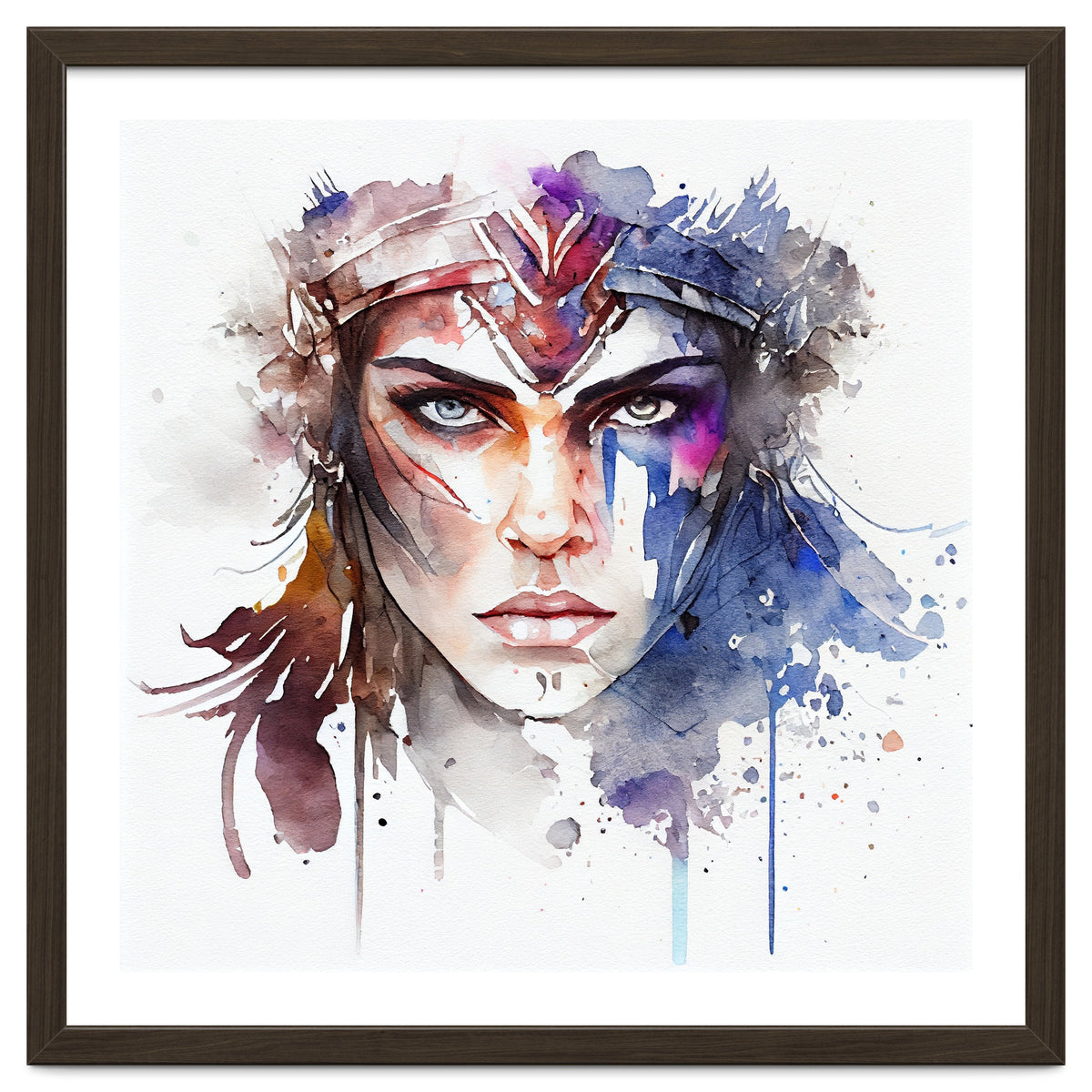 Watercolor Warrior Woman #1