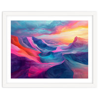 Vibrant Abstract Mountain Landscape at Sunset