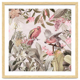 Colorful Parrots In Flower And Fruit Tropical Jungle thumbnail