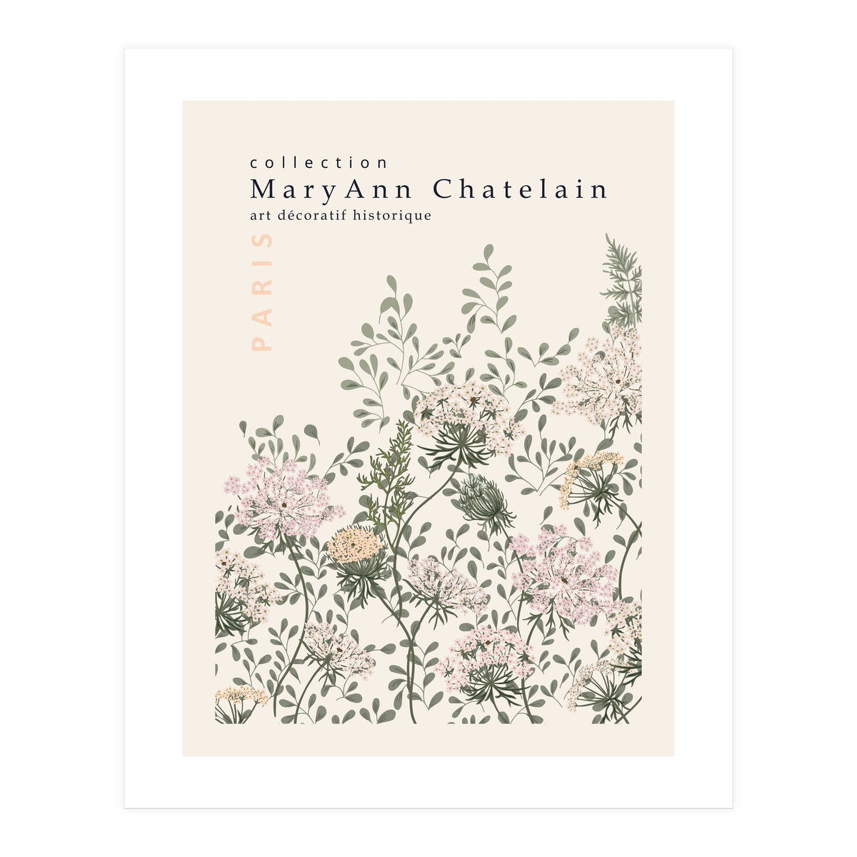 Historic decorative art Paris Queen Anne's lace (Print Only)