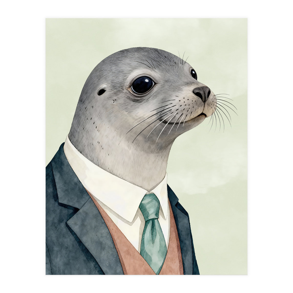 Seal Animal In A Suit  (Print Only)