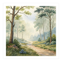 Atmospheric Forest Watercolor Painting (Print Only)