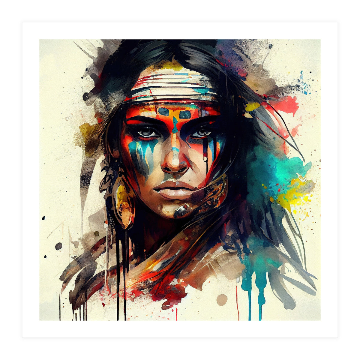 Powerful American Native Woman #2 (Print Only)