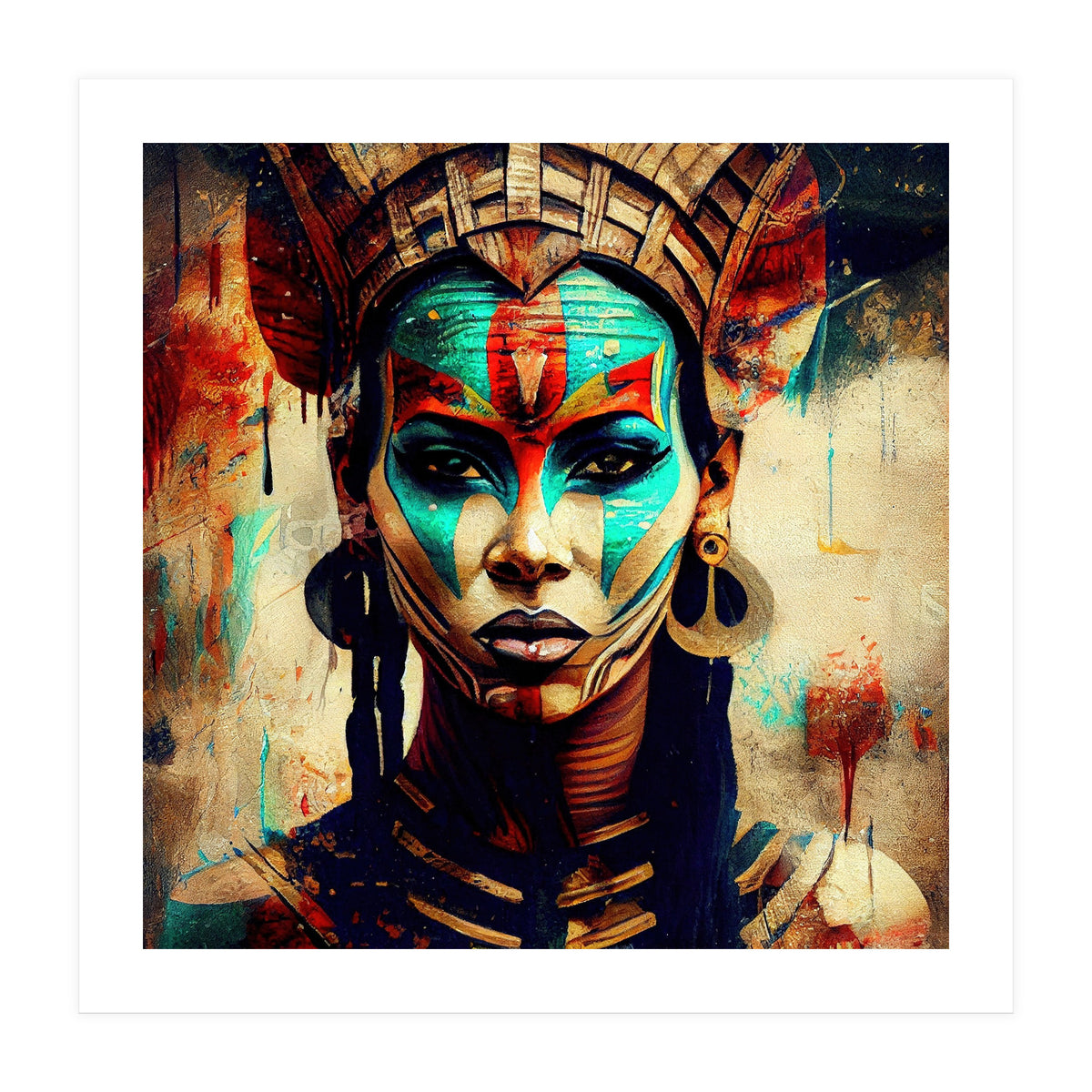 Armored Warrior Woman Portrait (Print Only)