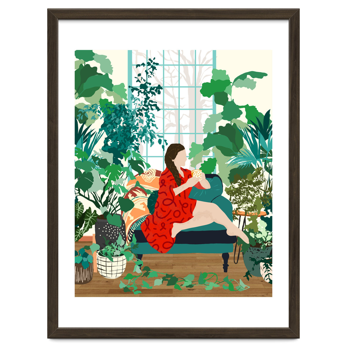 Introspection, Urban Jungle Bohemian Decor Plants, Self Care Plant Lady, Self Love Retrospection Analyse Positivity Mindset Fashion