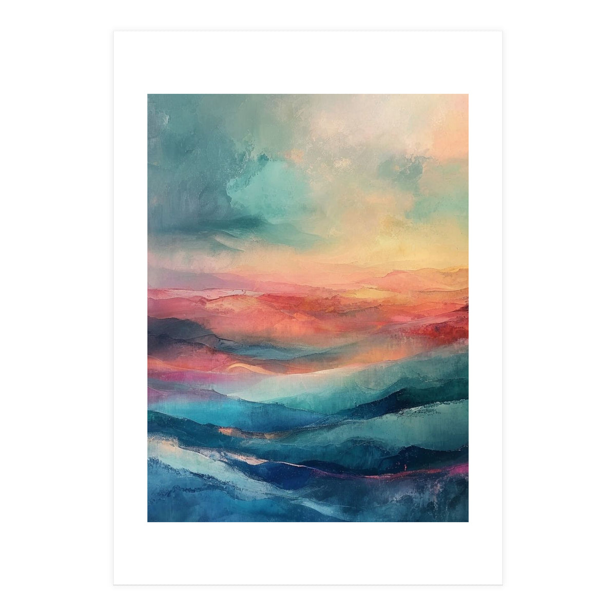 Ethereal Abstract Mountain Mist Painting (Print Only)