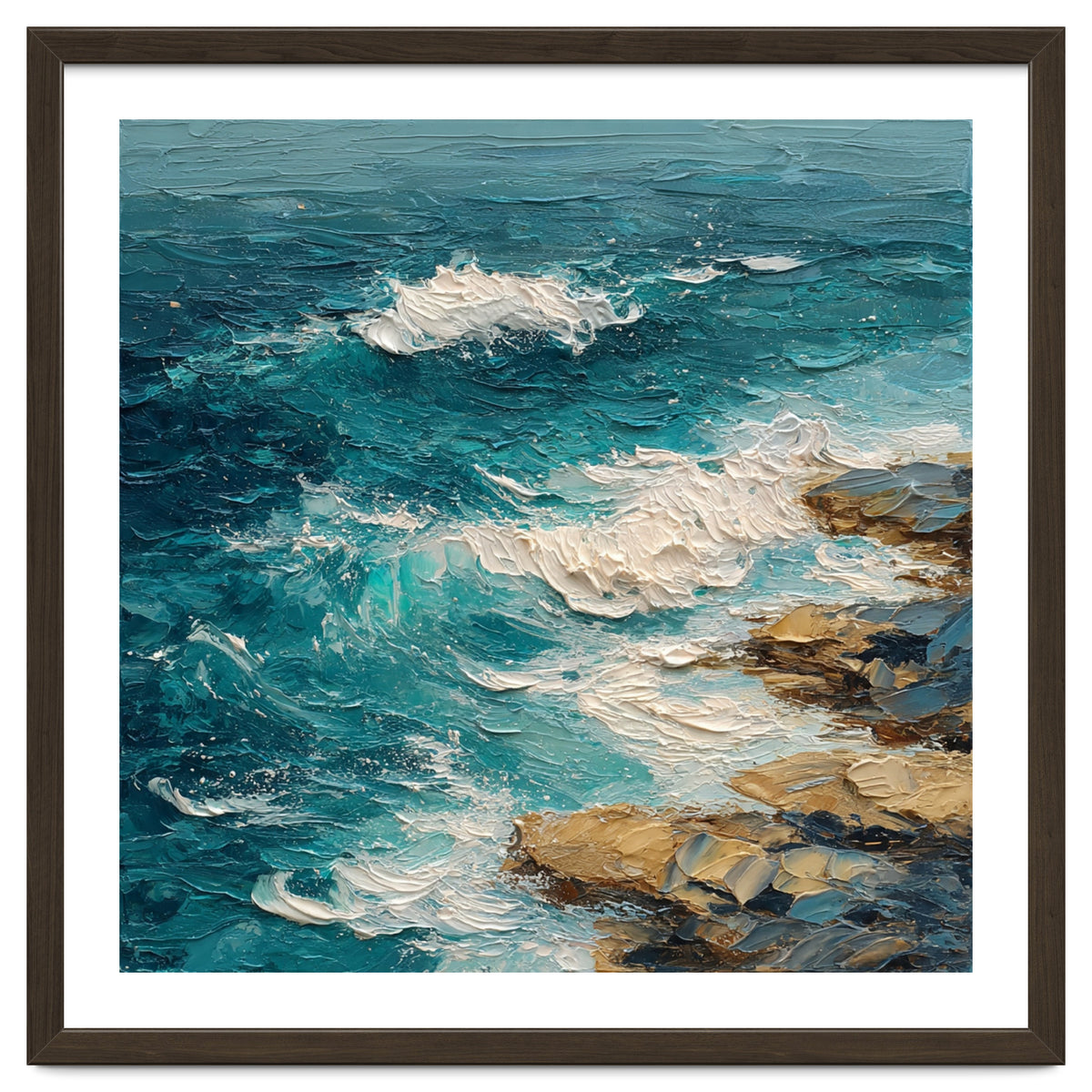 Dynamic Coastal Swell with Sculpted Turquoise Waves