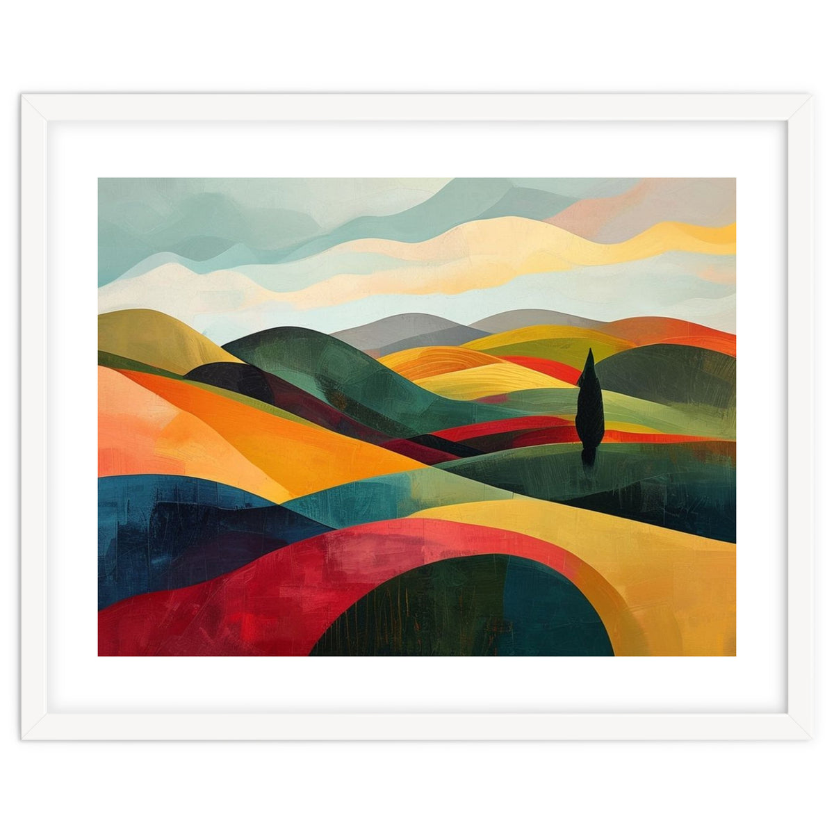Abstract Tuscan Hills Landscape Painting