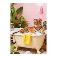 Leopard in Bathtub, Surreal Bathroom Scene (Print Only)