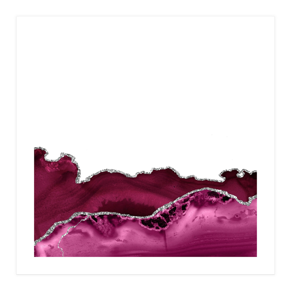 Burgundy & Silver Agate Texture 16  (Print Only)