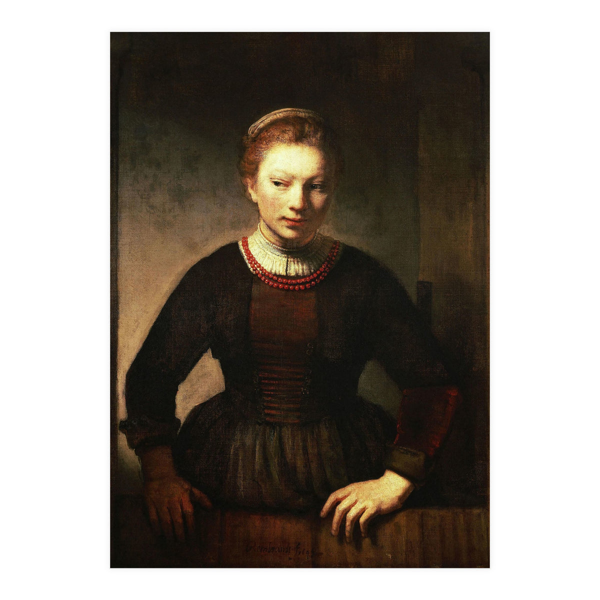 Rembrandt Harmenszoon van Rijn / 'Young Girl at an Open Half-Door', 1645. (Print Only)