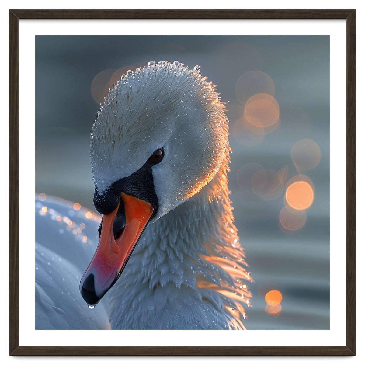Close Up Of A Swan With Water Droplets