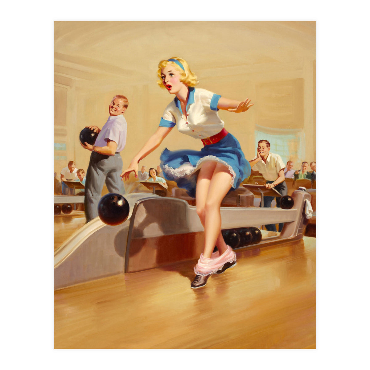 Sexy Pinup Girl On Bowling Incident (Print Only)