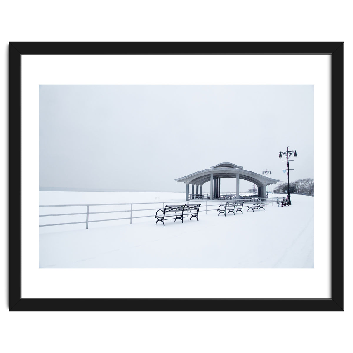 Benches in the Winter seascape