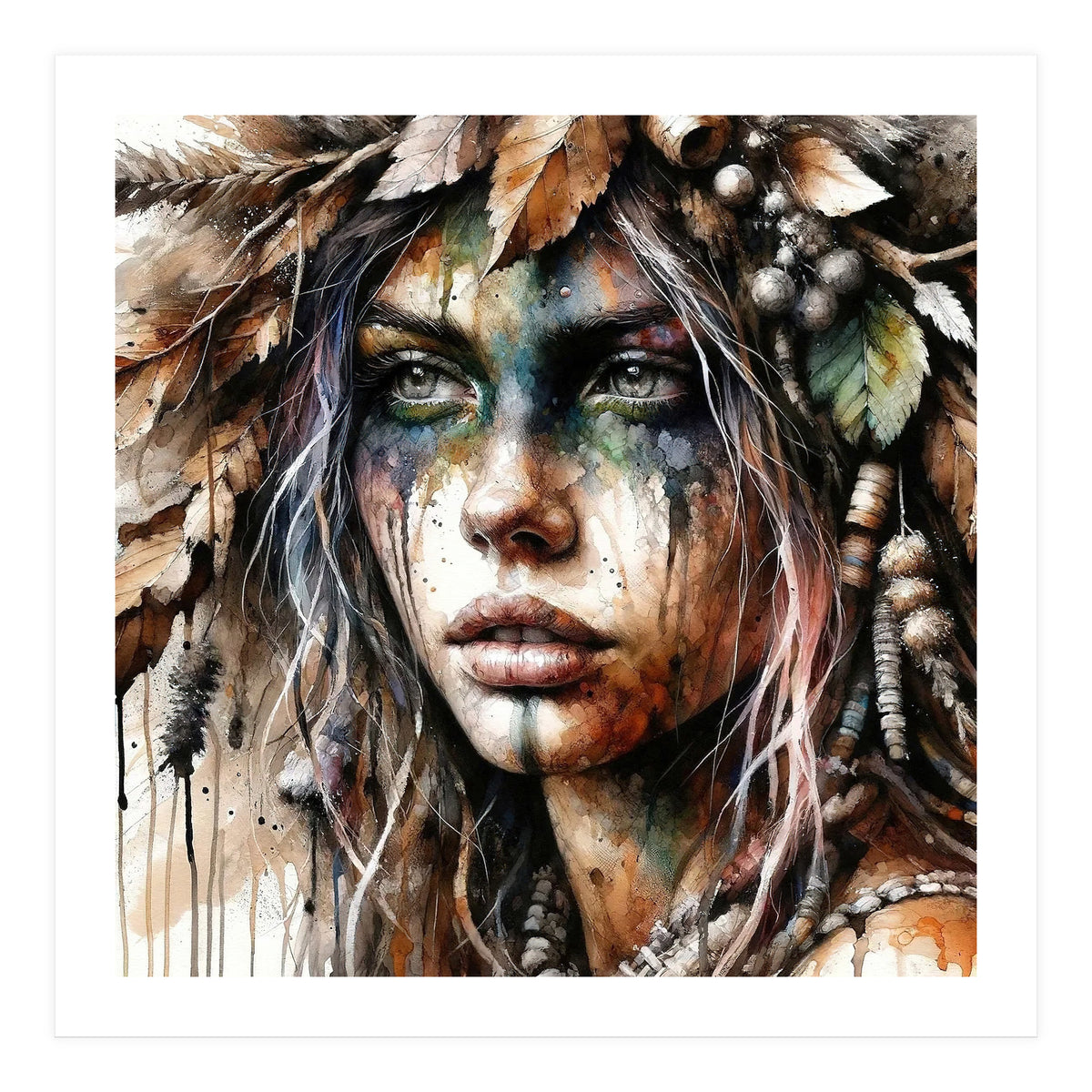 Autumn Leaf Druid Woman Portrait (Print Only)