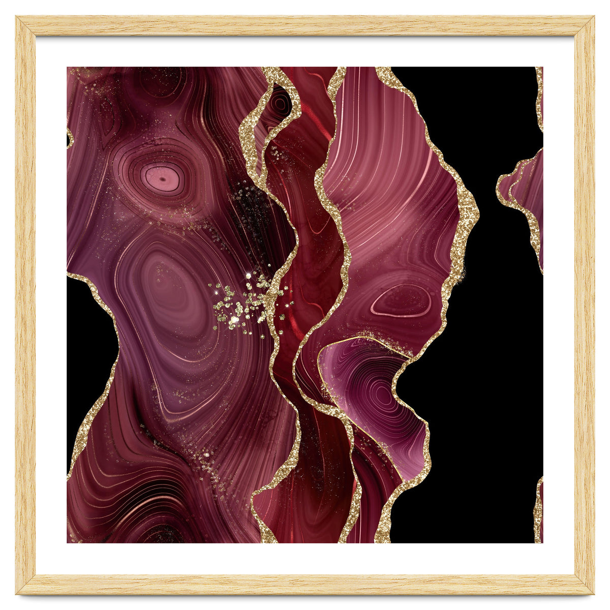 Burgundy & Gold Glitter Agate Texture 01