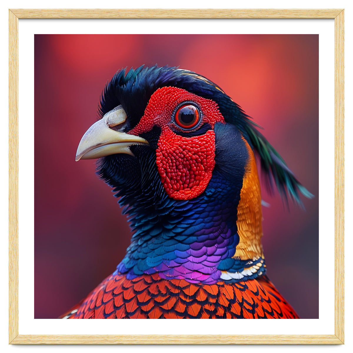 Close Up Pheasant Bird Head Detailed Feathers
