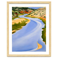 Georgia O’Keeffe – Chama River, Ghost Ranch (1937) | Serene Southwestern Landscape in Bold Modernist Forms