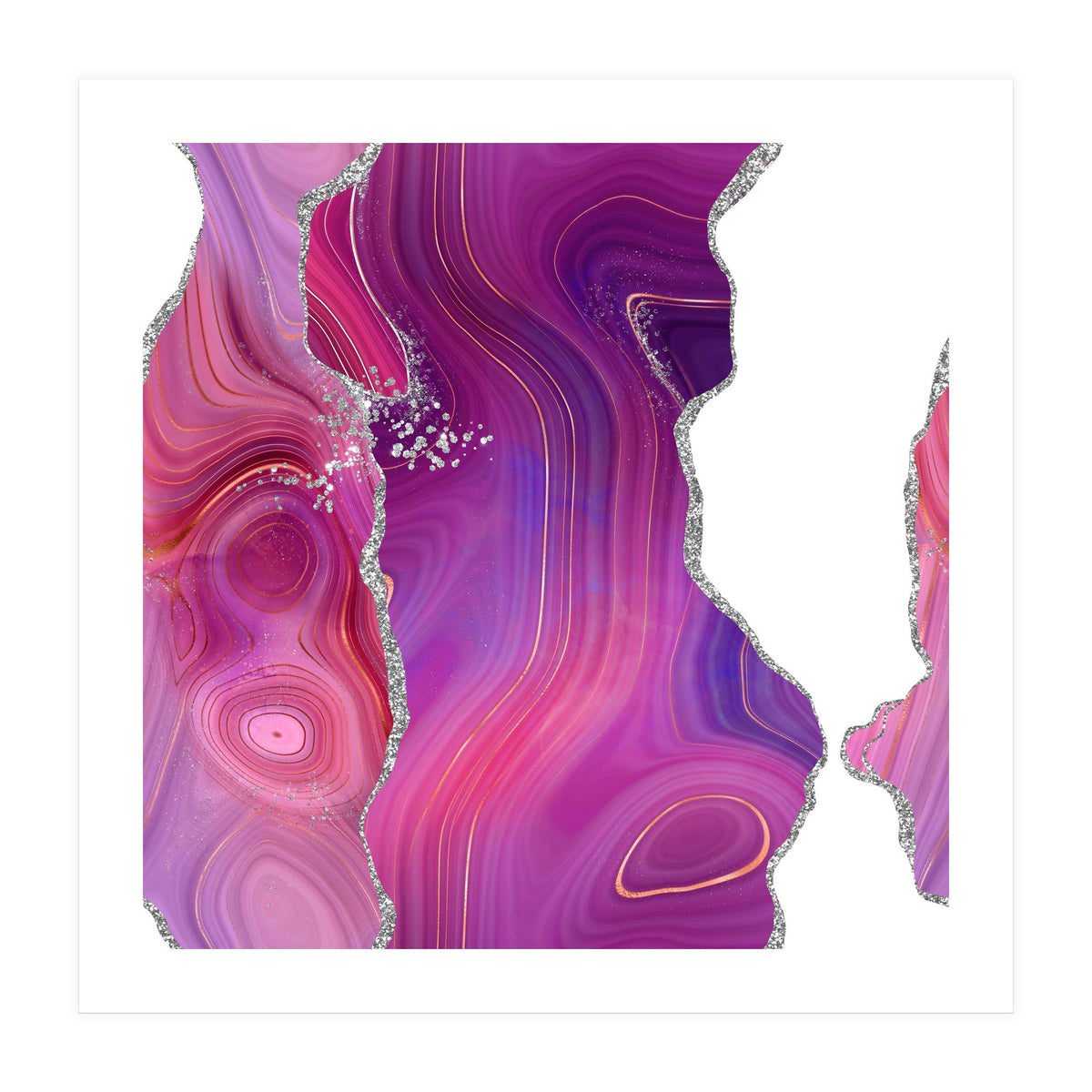 Magenta & Silver Agate Texture 05 (Print Only)
