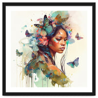 Floral Native Warrior Woman Butterfly Dance