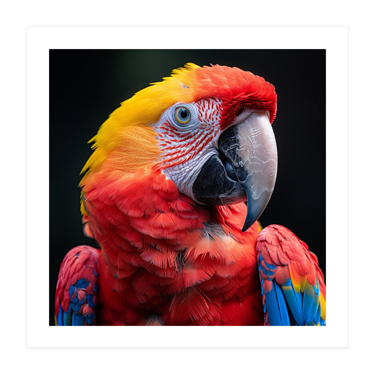 Scarlet Macaw Parrot Headshot Vibrant Colors (Print Only)