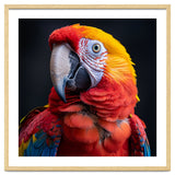 Scarlet Macaw Parrot Head Detailed Portrait Black thumbnail
