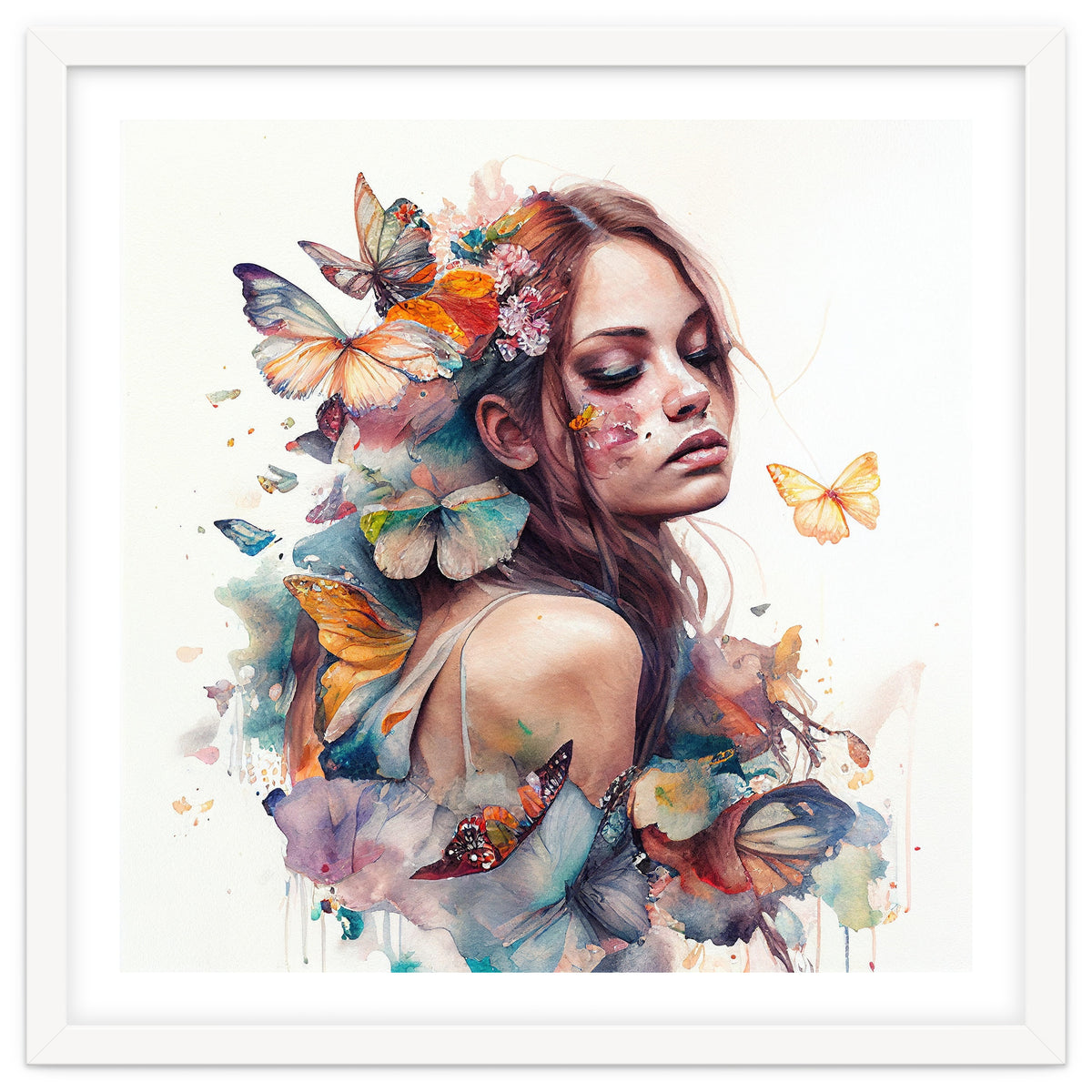 Butterfly Muse Watercolor Portrait
