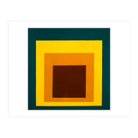 JOSEF ALBERS - HOMAGE TO THE SQUARE DARK GREEN YELLOW ORANGE BROWN  (Print Only)
