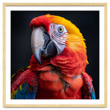Scarlet Macaw Parrot Head Detailed Portrait Black thumbnail