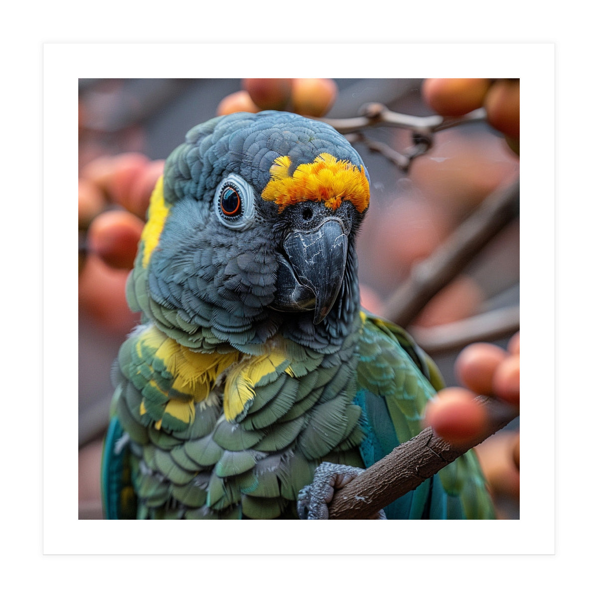 Yellow Headed Amazon Parrot Close Up Portrait (Print Only)