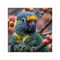 Yellow Headed Amazon Parrot Close Up Portrait (Print Only)