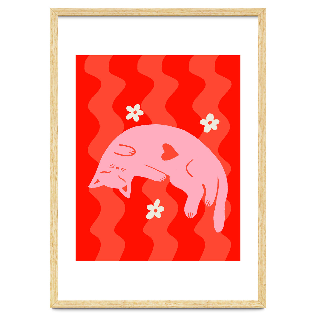 Pink Cat Wavy Background